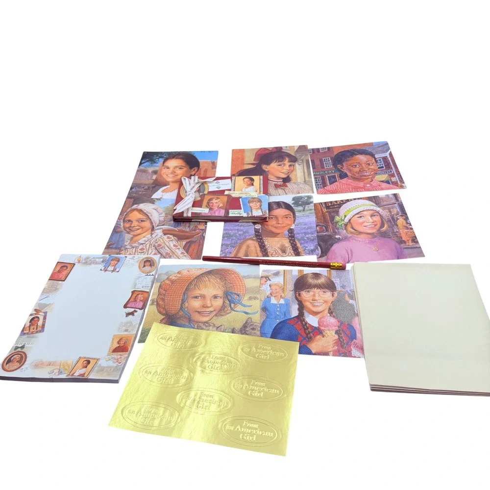 American‎ Girl Stationery Set Kids Red Paper Vtg Note Cards Stickers Pencil Y2K